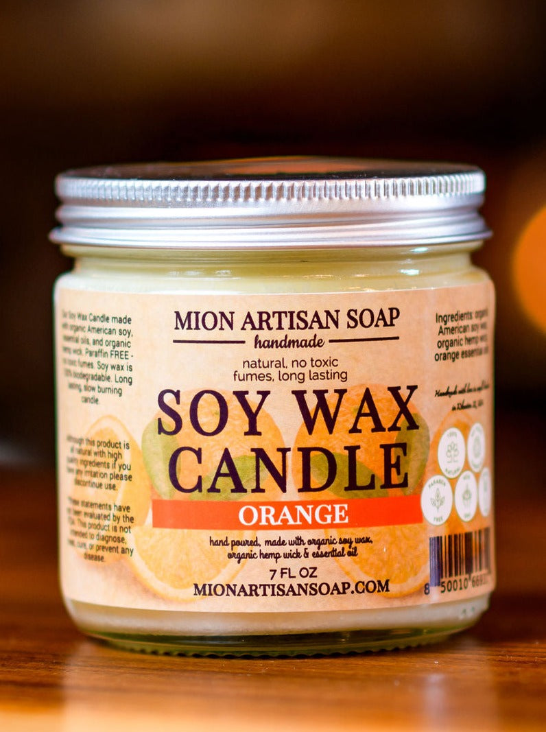 Orange Soy Wax Candle, Long Lasting