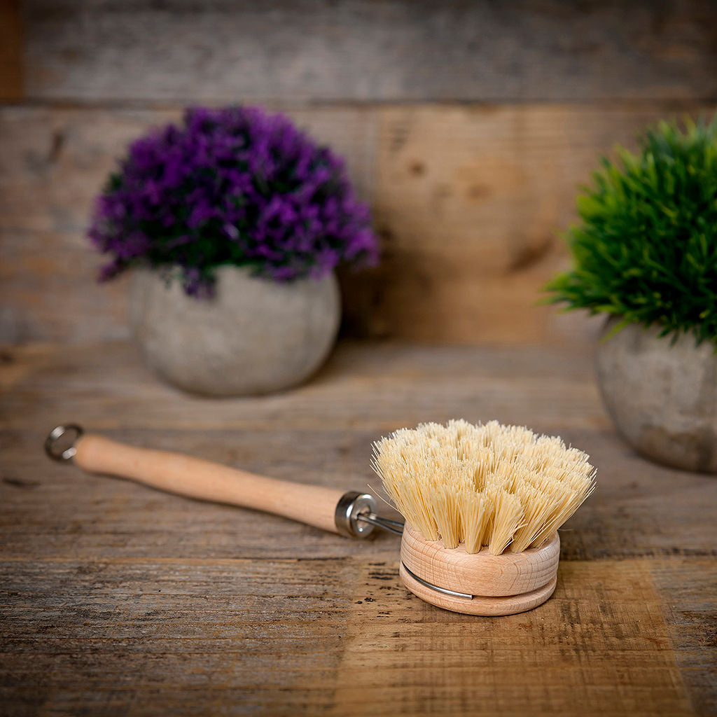 Wood Plant Dish Fiber Brush  Long Handle – MION Artisan Soap Co.