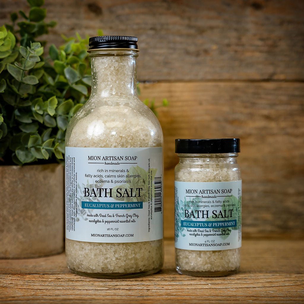 French Grey and Dead Sea Salt Bath Salts With Eucalyptus and Peppermint Essential Oils | Potent Detoxifying Powers