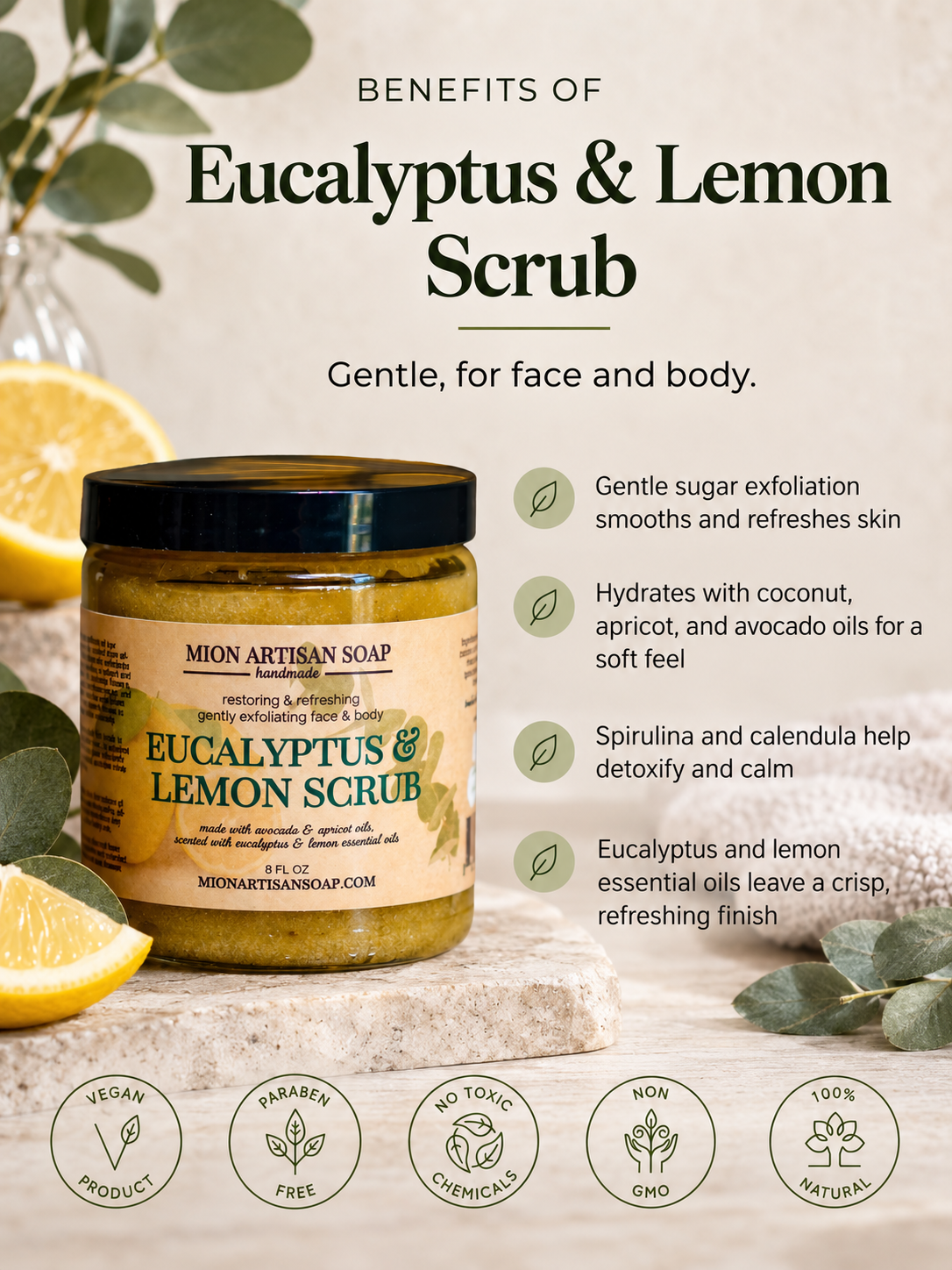 Eucalyptus and Lemon Sugar Scrub | Gentle