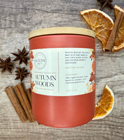 Autumn Woods | Ceramic Jar Candle | with Crackling Wooden Wick and Bamboo Lid