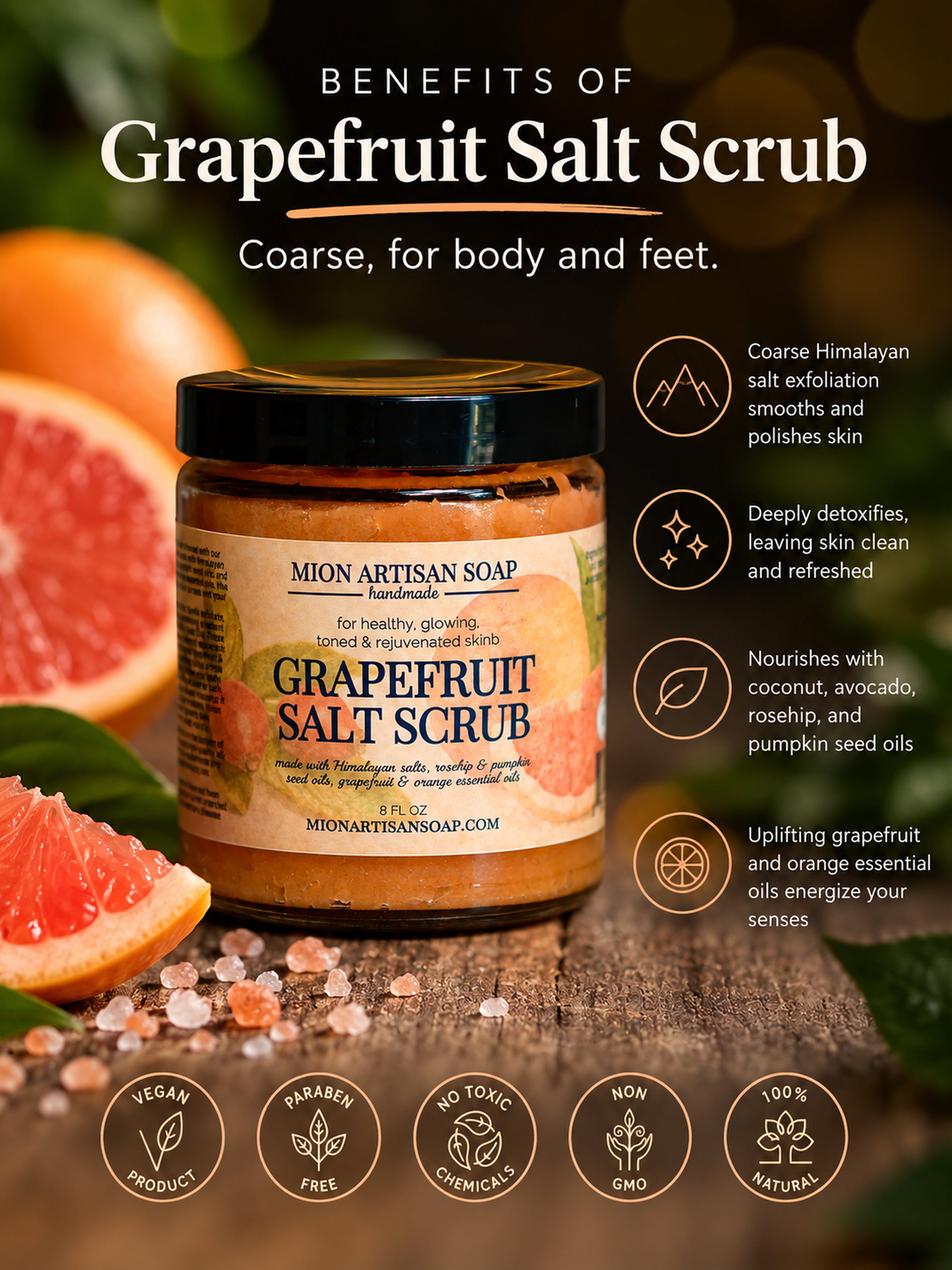 Himalayan Salt Grapefruit Scrub | Coarse