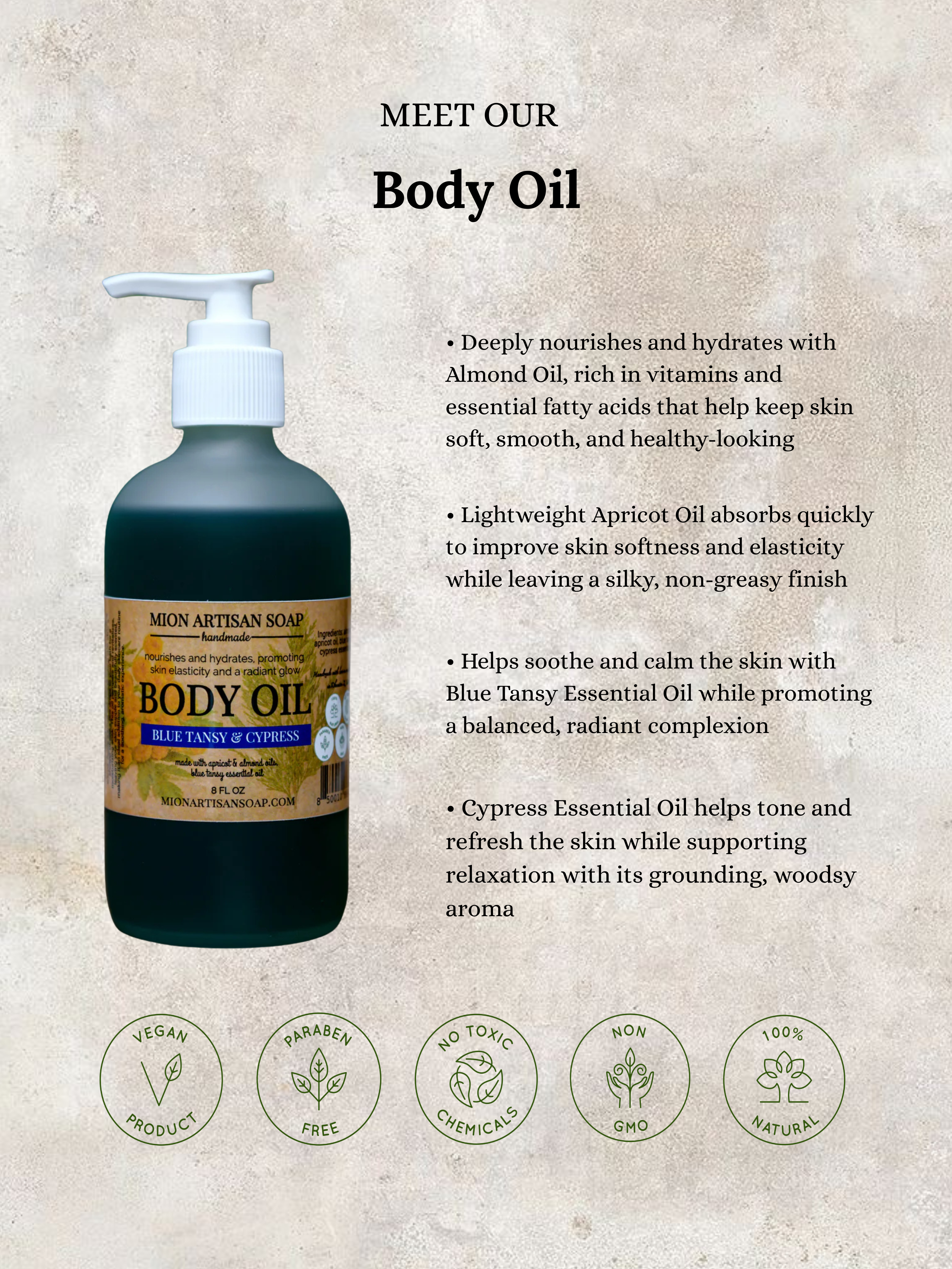 Body Oil - Blue Tansy & Cypress | Helps to Reduce Inflammation and Promote Relaxation