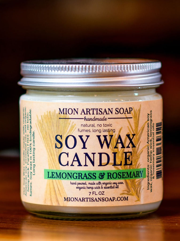 Lemongrass & Rosemary Soy Candle | Long Lasting | 100% Natural