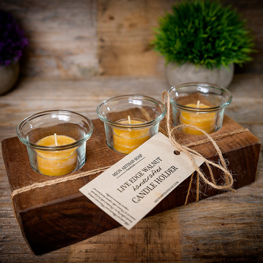 Live Edge Wooden Candle Holder | Walnut