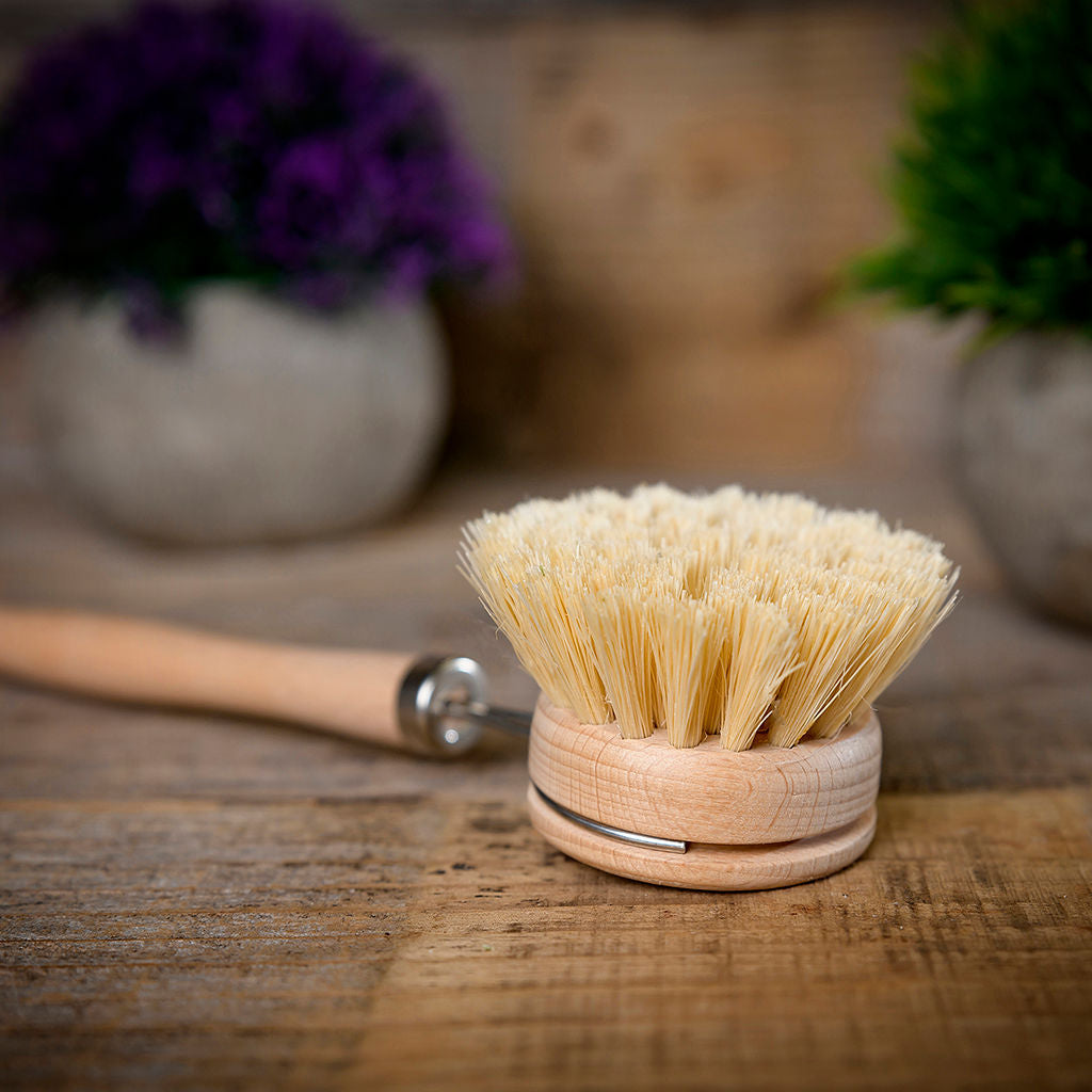 Wood Plant Dish Fiber Brush | Long Handle